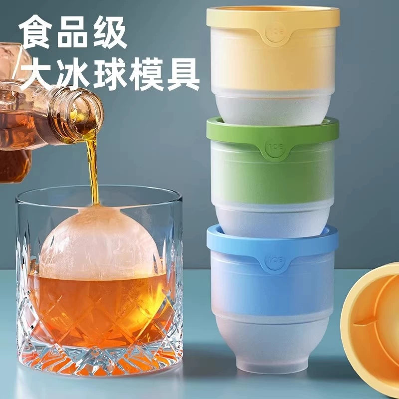 Food Grade Large Ice Ball Maker Mold for Whiskey, Spherical Ice Cube Tray Silicone Tool for Home Use