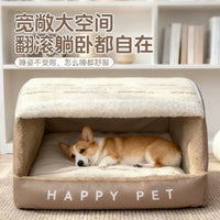 Semi-Enclosed Cave Pet Bed for Small to Extra Large Dogs, Warm Winter Indoor Dog House