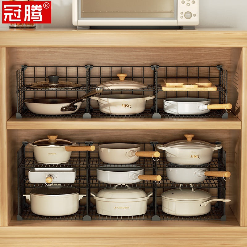 Under-Sink Pot and Pan Organizer Rack for Kitchen Cabinet Storage