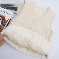 Women's Lambswool Lined Vest Winter Warm Sleeveless Jacket