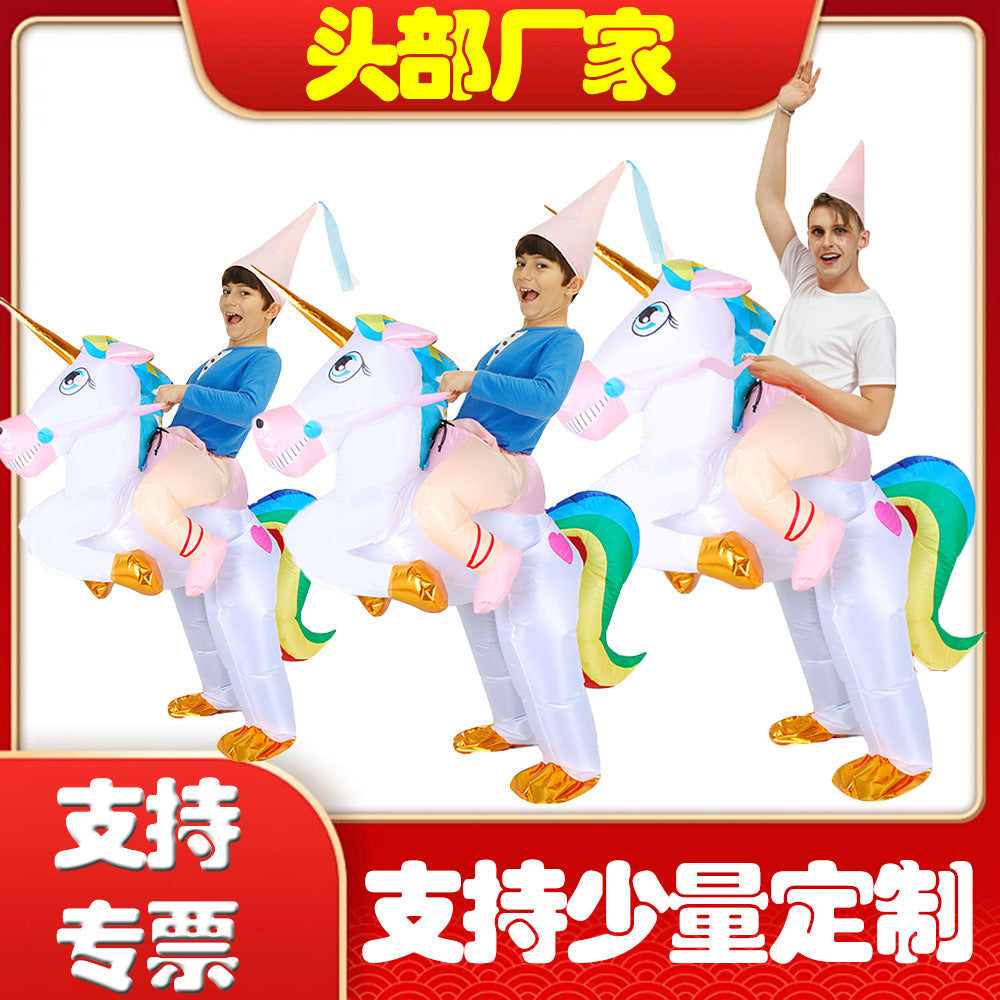 Inflatable Rainbow Unicorn Pegasus Costume for Halloween & Parties