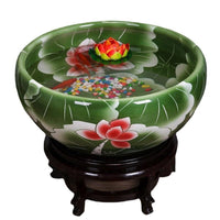 Jingdezhen Ceramic Blue and White Porcelain Fish Tank for Goldfish, Lotus, and Turtle