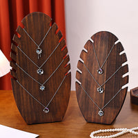 Walnut/Wood Flame-Shaped Necklace & Pendant Display Stand Jewelry Organizer