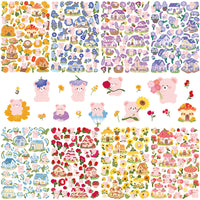 8-Sheet Garden Bear Ins-Style Decorative Stickers for Journals, Phones, Laptops, and Storage Boxes