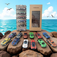 Die-cast Alloy Toy Car Set with Storage Box, Mini Racing Vehicles for Boys
