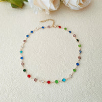 Bohemian Ethnic Style Colorful Rhinestone Necklace and Bracelet Set for Women