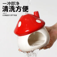 Ceramic Mushroom Hideaway Cave for Axolotl, Newt, Turtle, and Fish Tanks