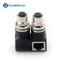 M12 to RJ45 Industrial Ethernet Connector Adapter, 4-Pin/8-Pin, Male/Female, Angled/Straight, Waterproof