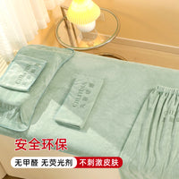 Salon Spa Towel Set - Thick Absorbent Coral Fleece Bath Towel, Hair Towel, and Massage Bed Sheet with Custom Logo Option