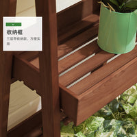 Foldable Wooden Plant Stand with Chalkboard for Indoor/Outdoor Use
