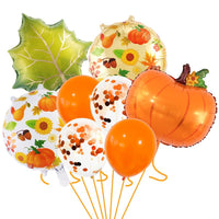 Thanksgiving Aluminum Film Balloon Set - Pumpkin Maple Leaf Harvest Festival Party Decorations