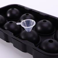 Silicone 8-Cavity Ice Ball Maker with Funnel for Whiskey Cocktails