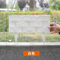 Garden Decorative Stone-Look Plastic Fence Panels, Interlocking Lawn Edging, 4-Piece Set