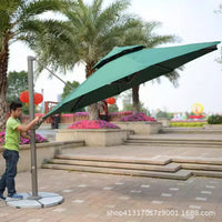 Outdoor Patio Umbrella with Marble Base, Aluminum Alloy Pole, Double-Tiered Canopy for Garden, Villa, Hotel