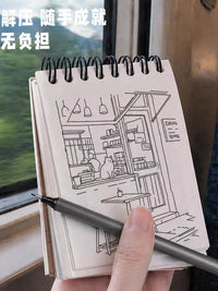 Mini Portable Sketchbook Line Art Tracing and Coloring Book for Adults and Kids