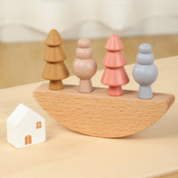 Rainbow Stacking Balancing Blocks for Kids, Wooden Educational Toy