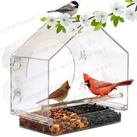 Outdoor Window Bird Feeder with Suction Cups, Rainproof Hanging Bird Feeder for Balcony and High-Rise Windows