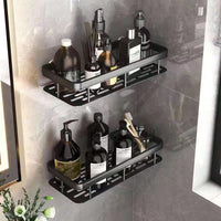 Aluminum Bathroom Corner/Rectangle Shelf with Suction Cups, No-Drill Wall Mount Storage Organizer