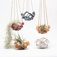 PU Leather Hanging Planter with Rope, Multi-Tiered Plant Pot Holder Net Basket for Indoor Outdoor Plants