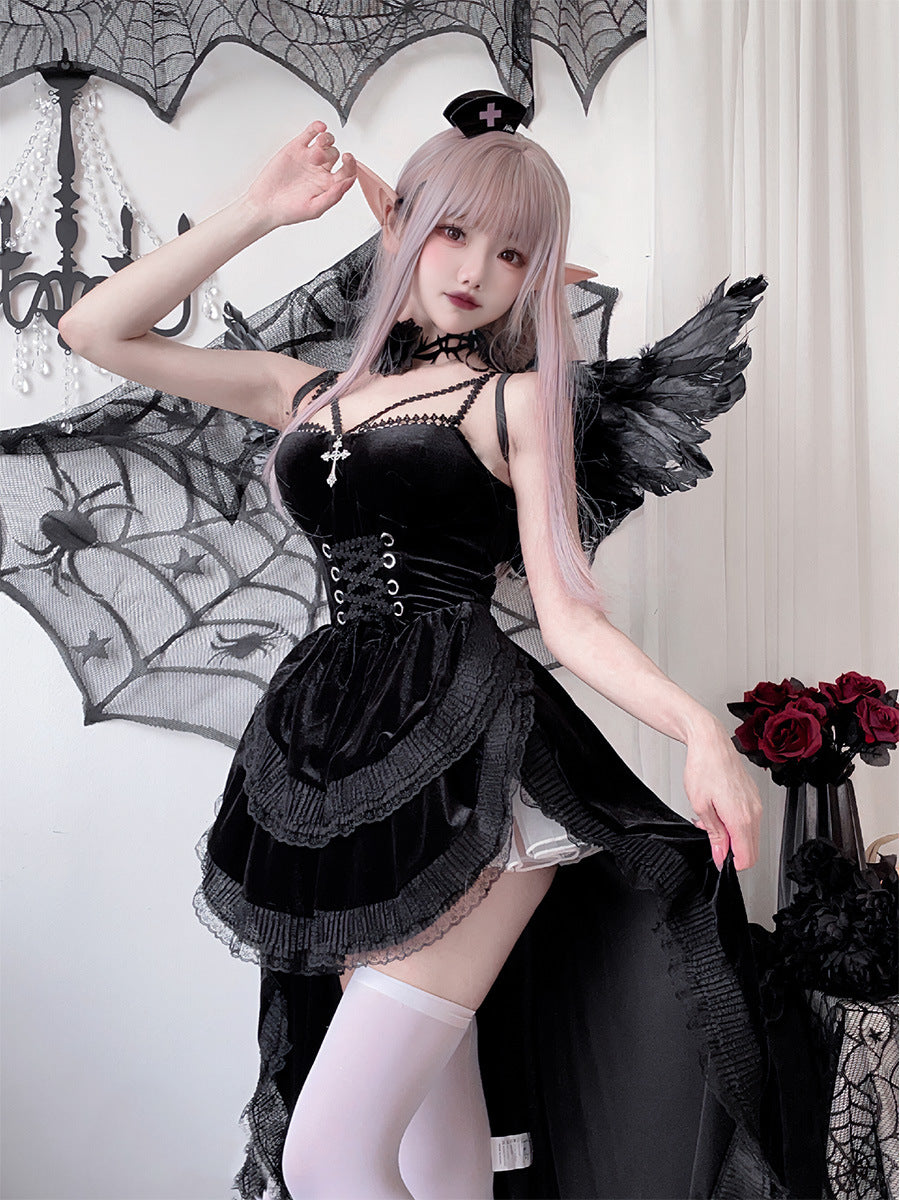 Gothic Witch Vampire Bride Halloween Costume Dress for Women