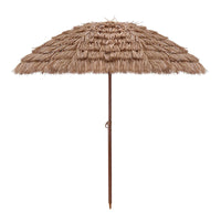 Outdoor Thatched Patio Umbrella with Foldable Stand, Large Artificial Straw Beach Sunshade for Garden & Resort