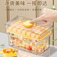 Press-Type Ice Cube Tray with Storage Bin, Food-Grade Silicone Ice Maker for Freezer, Large Capacity