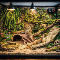 Reptile Hammock with Artificial Leaves and Vines for Terrarium Decor