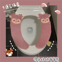 Cute Cartoon Fruit Toilet Seat Cover, Plush Warm Toilet Ring Cushion with Velcro for Winter