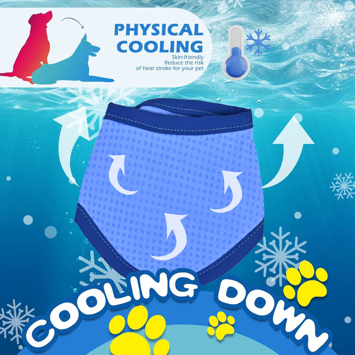 Pet Cooling Scarf for Dogs, Summer Relief Absorbent Neck Wrap