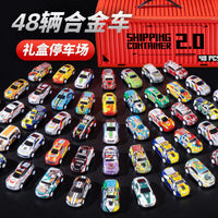 Die-Cast Pull-Back Car Toy Set with Container Truck Storage Box for Boys