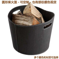 Round Felt Firewood Basket with Handles, Multi-Color Storage Bin for Fireplace Logs