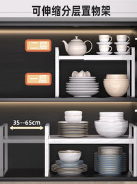 Expandable Kitchen Cabinet Shelf Organizer for Dishes, Pots, and Pans