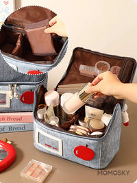 Portable Large Capacity Cosmetic Bag for Women, Cute House Design Makeup Organizer with Handle for Travel and Skincare