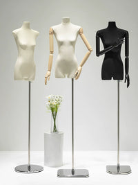 Female Flat-Bodied Mannequin Torso with Hanging Arms for Clothing Display
