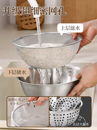 Food Grade Stainless Steel Drain Basket, Vegetable Washing Basin, Filter Sieve, Rice Strainer, Kitchen Colander