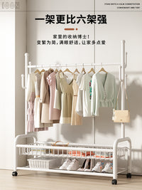 Foldable Garment Rack with Wheels, Freestanding Clothes Hanger for Bedroom, Small Indoor Drying Rack