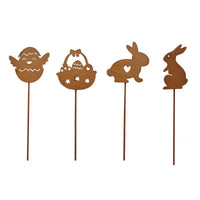 Easter Rusty Rabbit Garden Stakes and Yard Decor