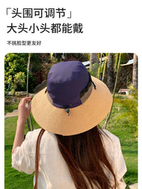 Wide Brim Straw Fisherman Hat UV Protection Sun Hat for Men and Women