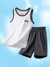 Boys' Cotton Sleeveless Pajama Set for Summer, Thin Breathable Homewear for Kids