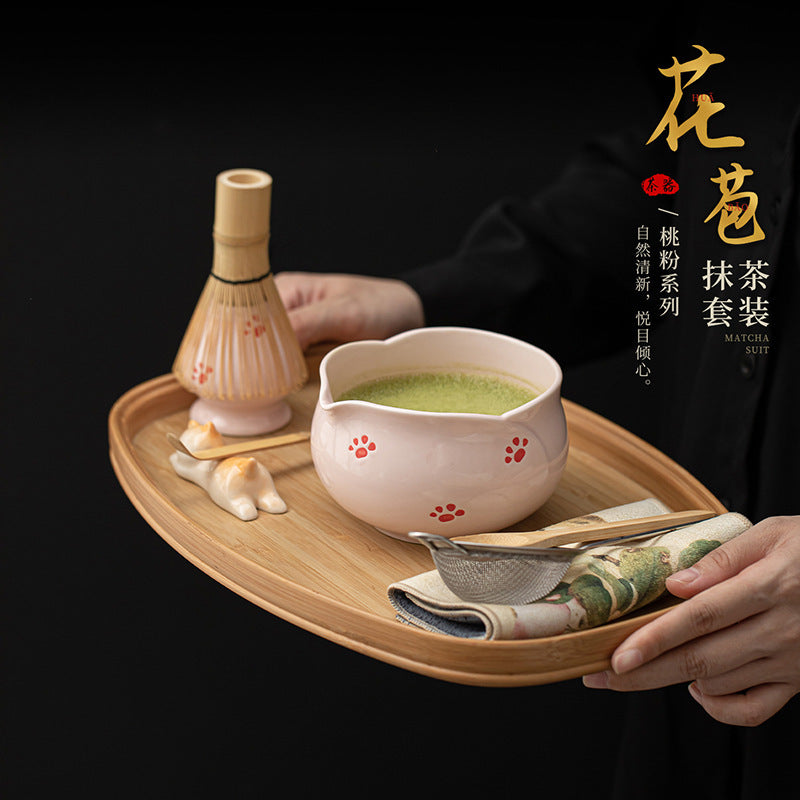 Matcha Whisking Ceremony Set - 8-Piece Ceramic Tea Bowl & Whisk Kit