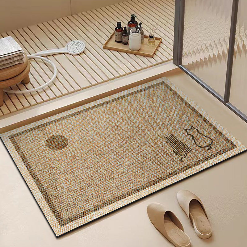 Japanese Style Cartoon Diatomaceous Earth Bath Mat Non-Slip Absorbent Quick Dry Floor Mat for Bathroom Kitchen Entryway