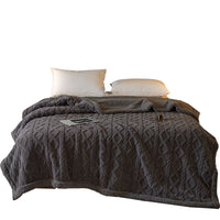 Thickened Flannel Fleece Blanket for Sofa Bed Office Nap Shawl Winter Warm Multi-functional Throw