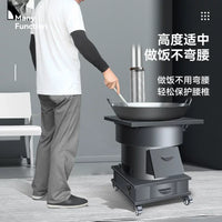 Portable Wood-Burning Gasification Stove with Large Iron Pot for Home and Outdoor Cooking/Heating