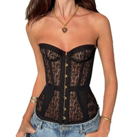 Women's Sexy Lace Bustier Crop Top Off-Shoulder Camisole