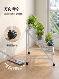 Multi-Tier Wrought Iron Plant Stand with Wheels for Balcony and Living Room