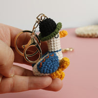Hand-Knitted Duck Keychain Charm, Cute Crochet Animal Pendant for Bags and Keys