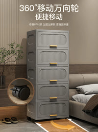 Thickened Plastic Storage Cabinet with Flip-Top Lid and Wheels for Living Room Bedroom Snacks Cosmetics