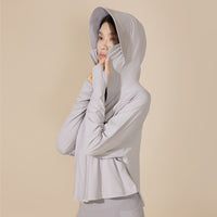 Women's Ice Silk Sun Protection Cape with Hood and UV Protection