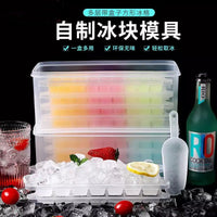 Press-Type Ice Cube Tray with Lid and Storage Box, Food-Grade for Home and Commercial Use
