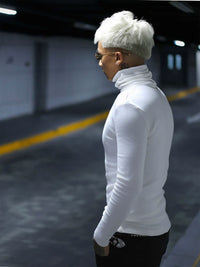 RELAX Men's High-Neck Long Sleeve T-Shirt Slim Fit Stretch Base Layer